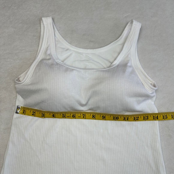 GU Ribbed Bra Top Tank White Built-in Padded Bra Large 271-351512 - Picture 2 of 6
